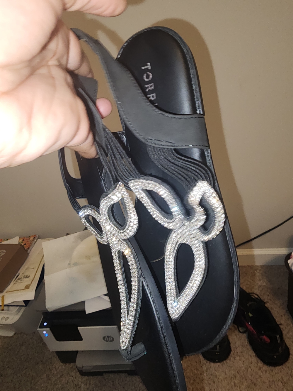 torrid Black Rhinestone-Topped Slingback Sandals